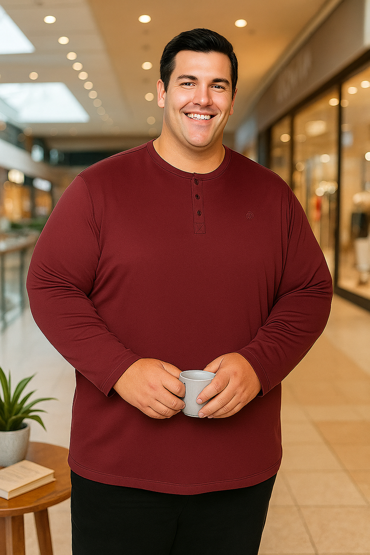Men’s Henley Neck Full Sleeve T-Shirt - Big & Tall