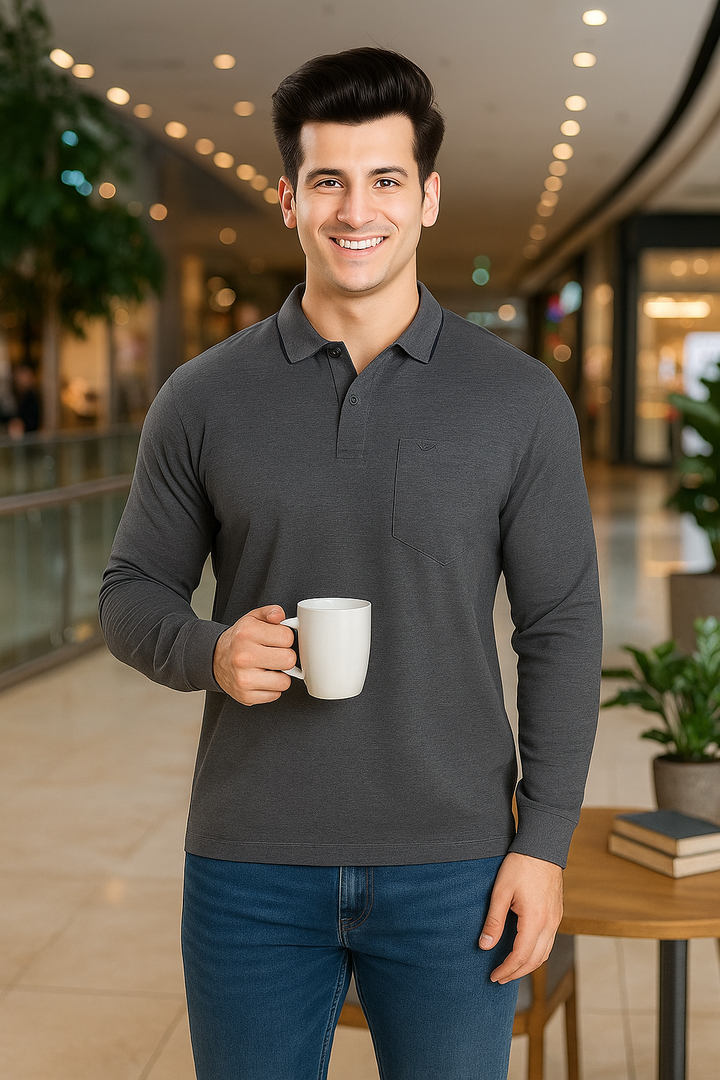 Men’s Full Sleeve Polo T-Shirt – Classic Casual Wear