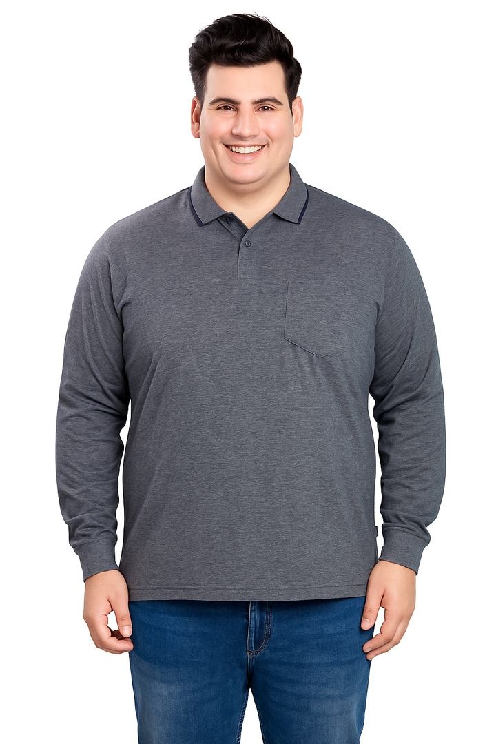 Men’s Full Sleeve Polo T-Shirt – Classic Casual Wear - Big & Tall