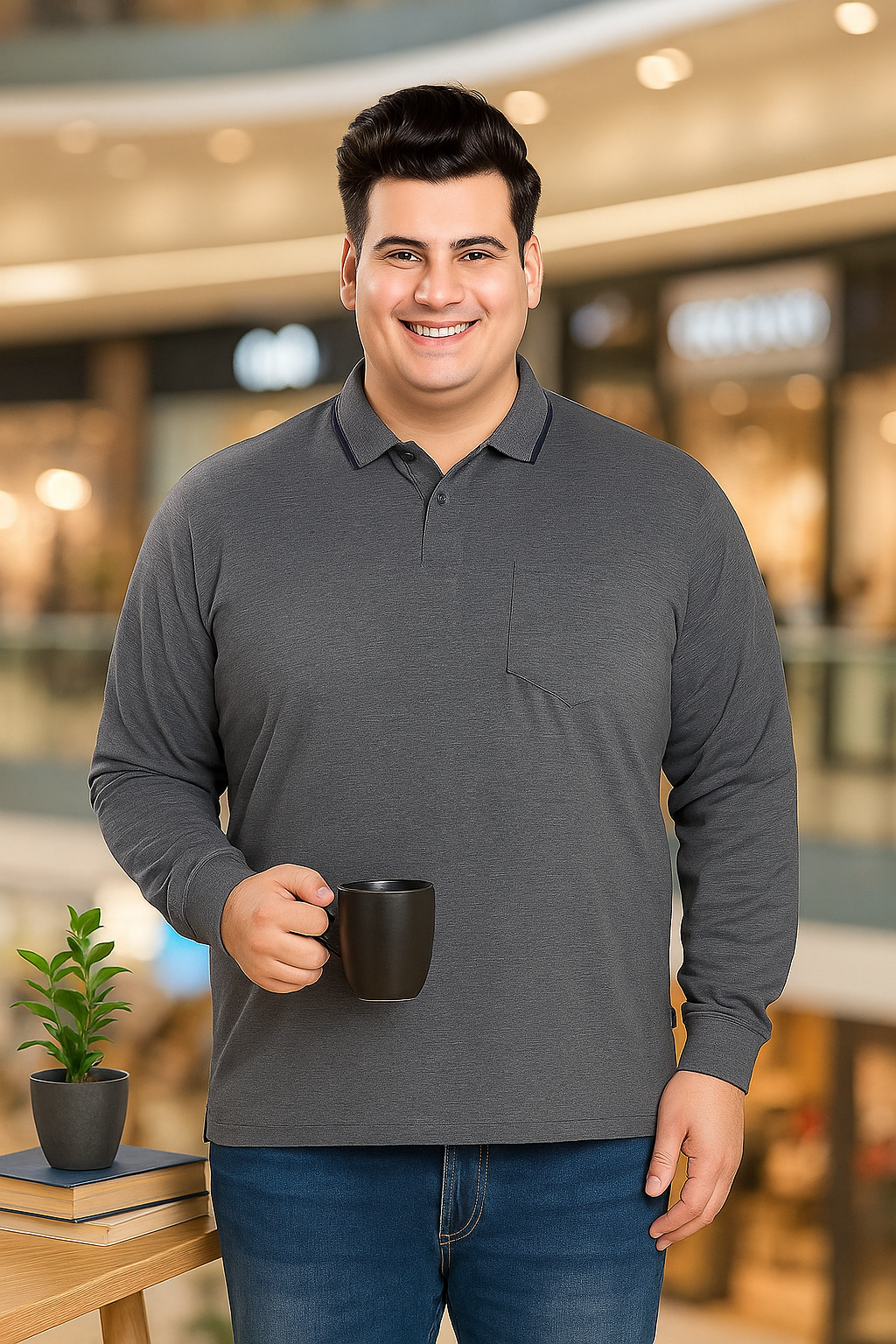 Men’s Full Sleeve Polo T-Shirt – Classic Casual Wear - Big & Tall