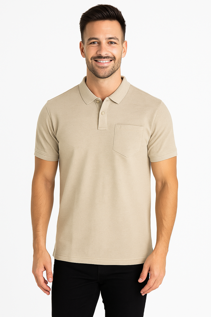 Men's Solid Piqué Polo with Pocket