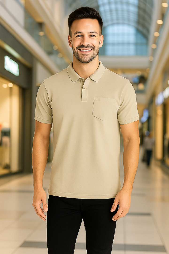 Men's Solid Piqué Polo with Pocket