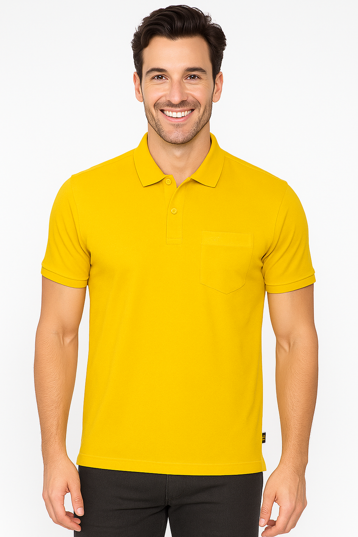 Men's Solid Piqué Polo with Pocket