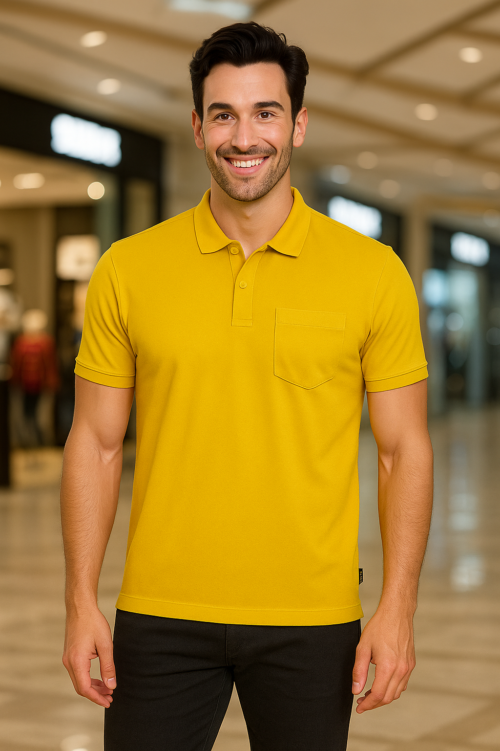 Men's Solid Piqué Polo with Pocket