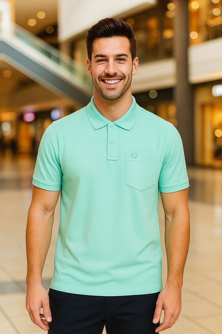 Men's Solid Piqué Polo with Pocket