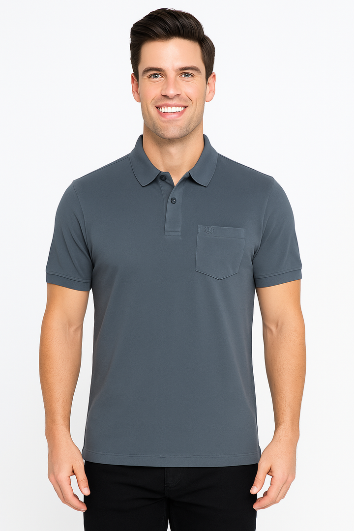 Men's Solid Piqué Polo with Pocket