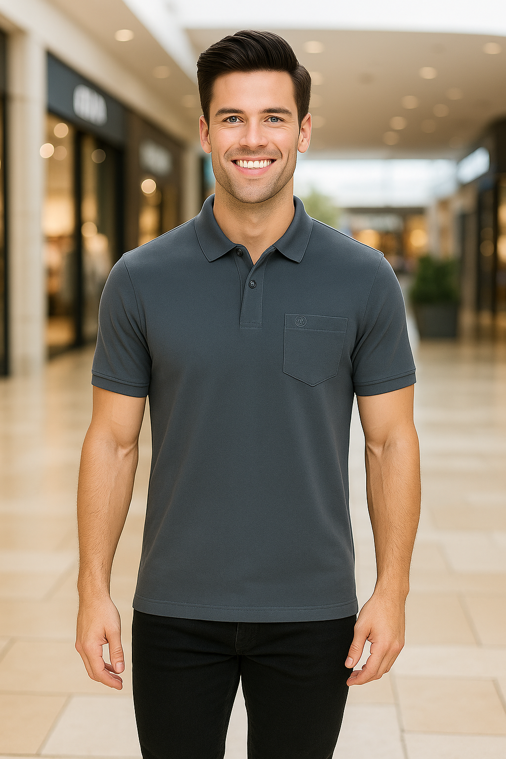 Men's Solid Piqué Polo with Pocket