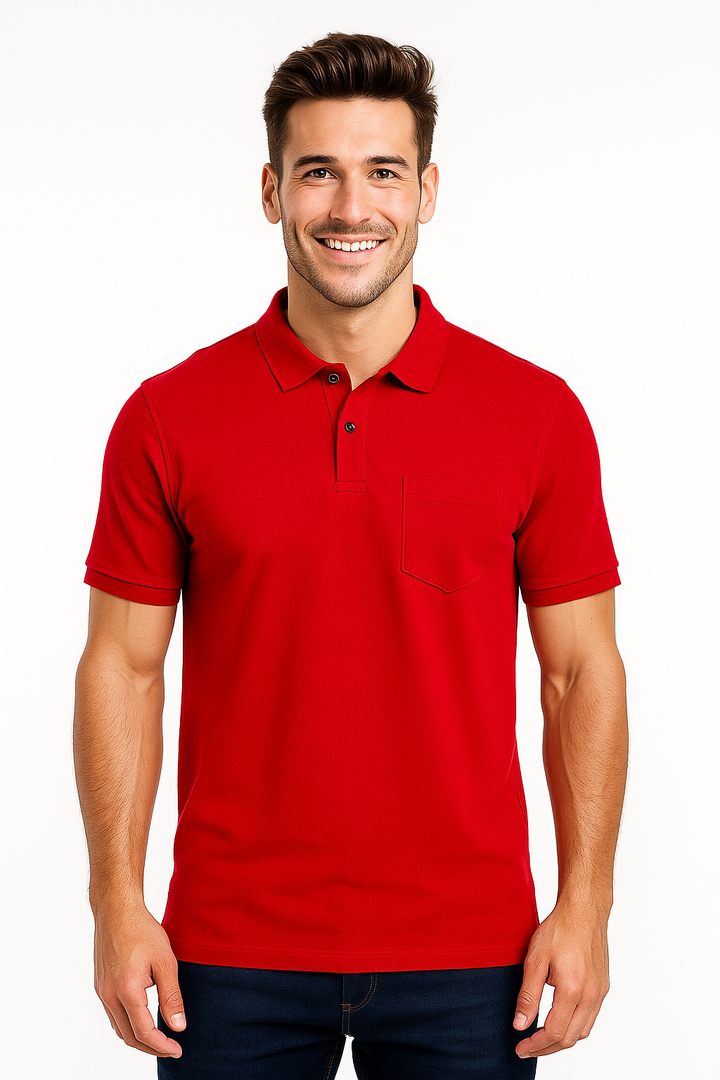 Men's Solid Piqué Polo with Pocket