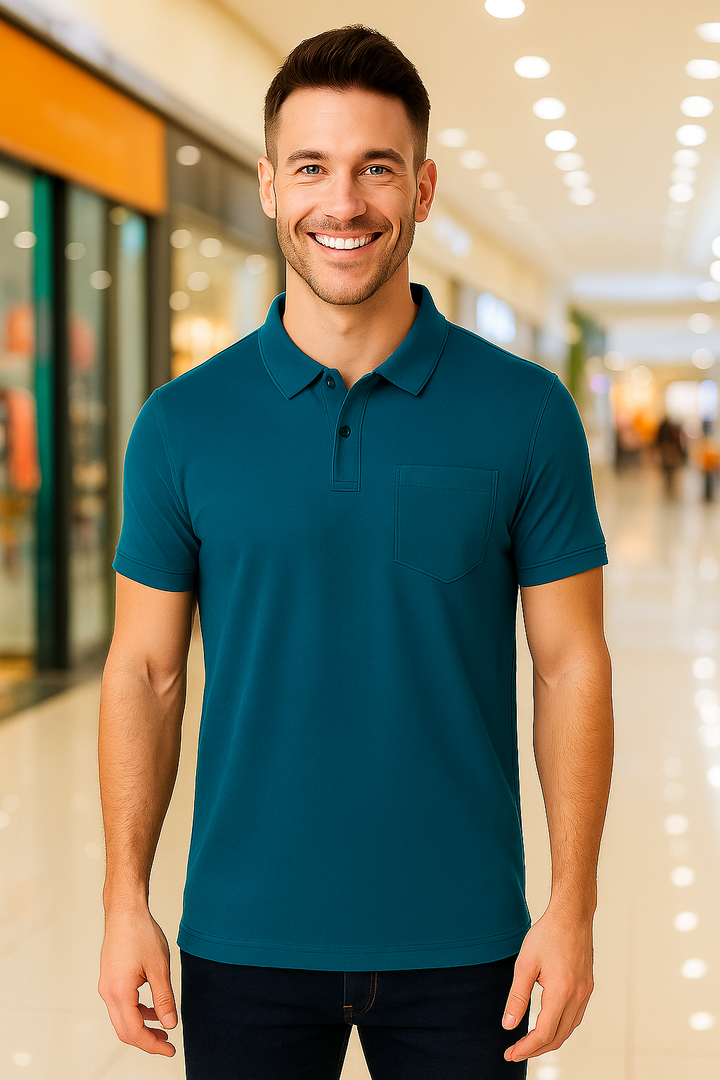 Men's Solid Piqué Polo with Pocket