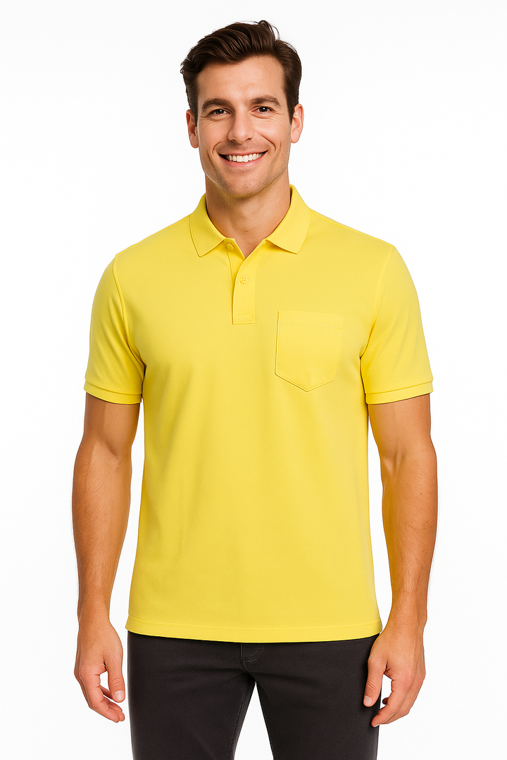 Men's Solid Piqué Polo with Pocket
