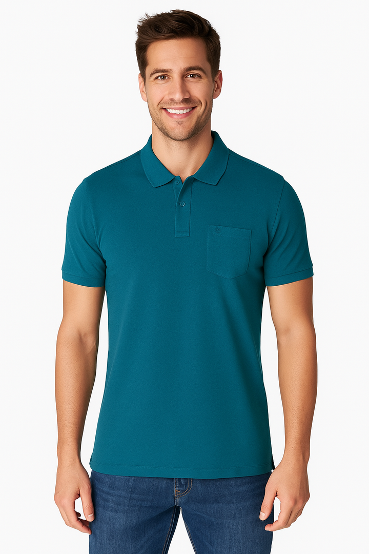Men's Solid Piqué Polo with Pocket