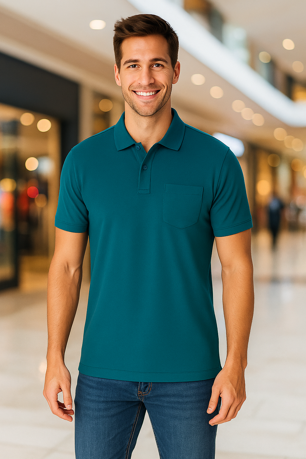 Men's Solid Piqué Polo with Pocket