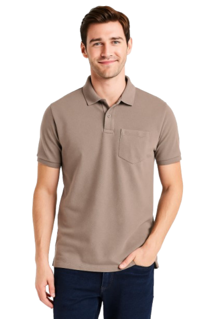 Men's Solid Piqué Polo with Pocket