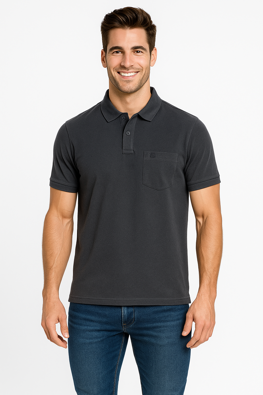 Men's Solid Piqué Polo with Pocket