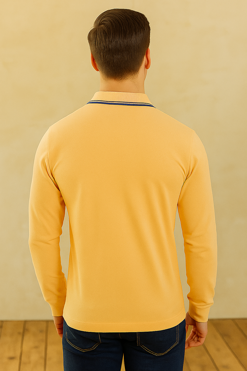 Men's Long Pique Sleeve Polo T-Shirt