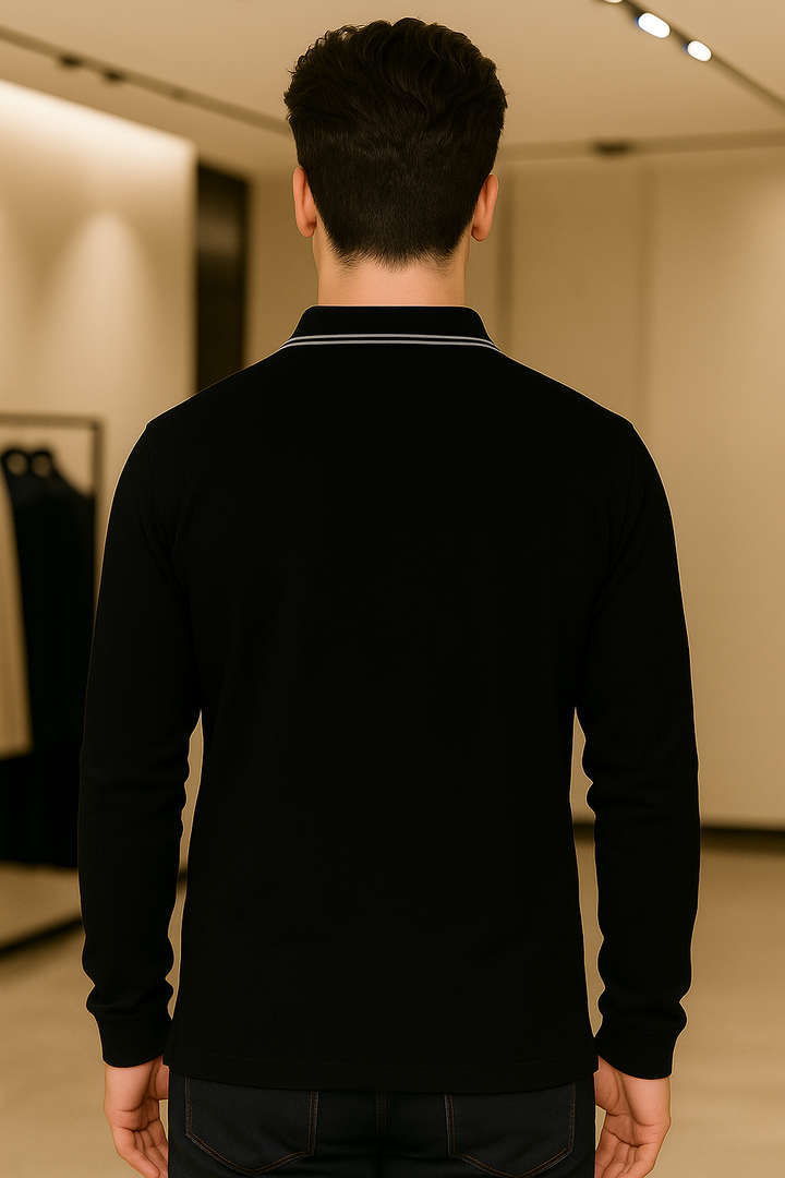 Men's Long Pique Sleeve Polo T-Shirt