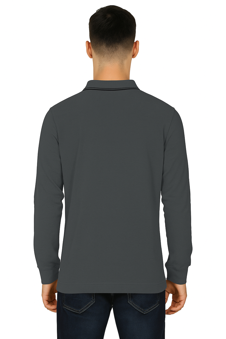 Men's Long Pique Sleeve Polo T-Shirt
