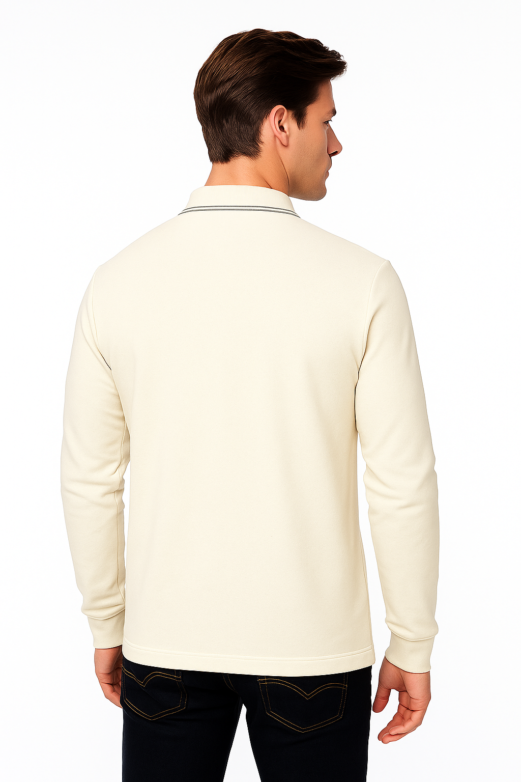 Men's Long Pique Sleeve Polo T-Shirt