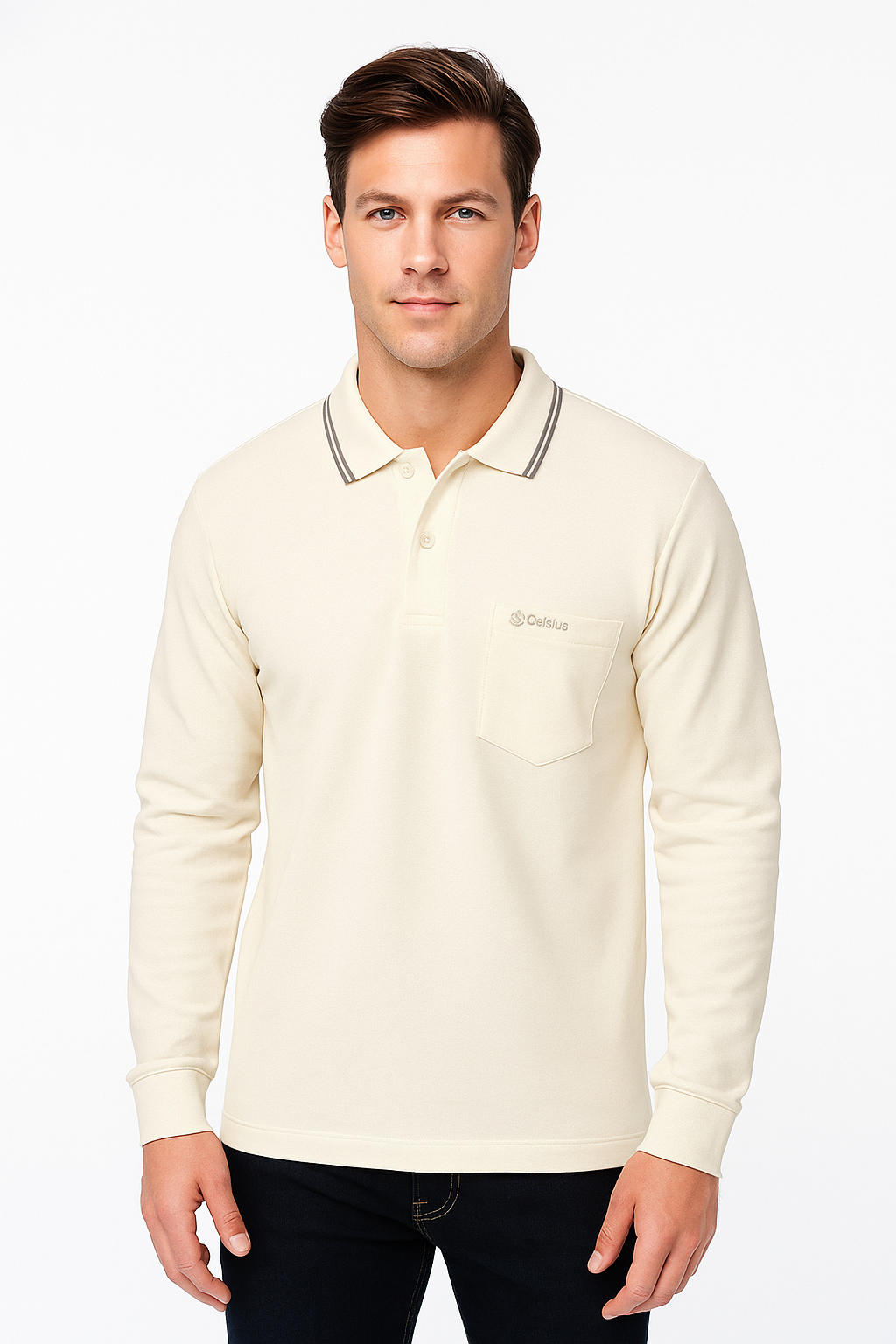 Men's Long Pique Sleeve Polo T-Shirt