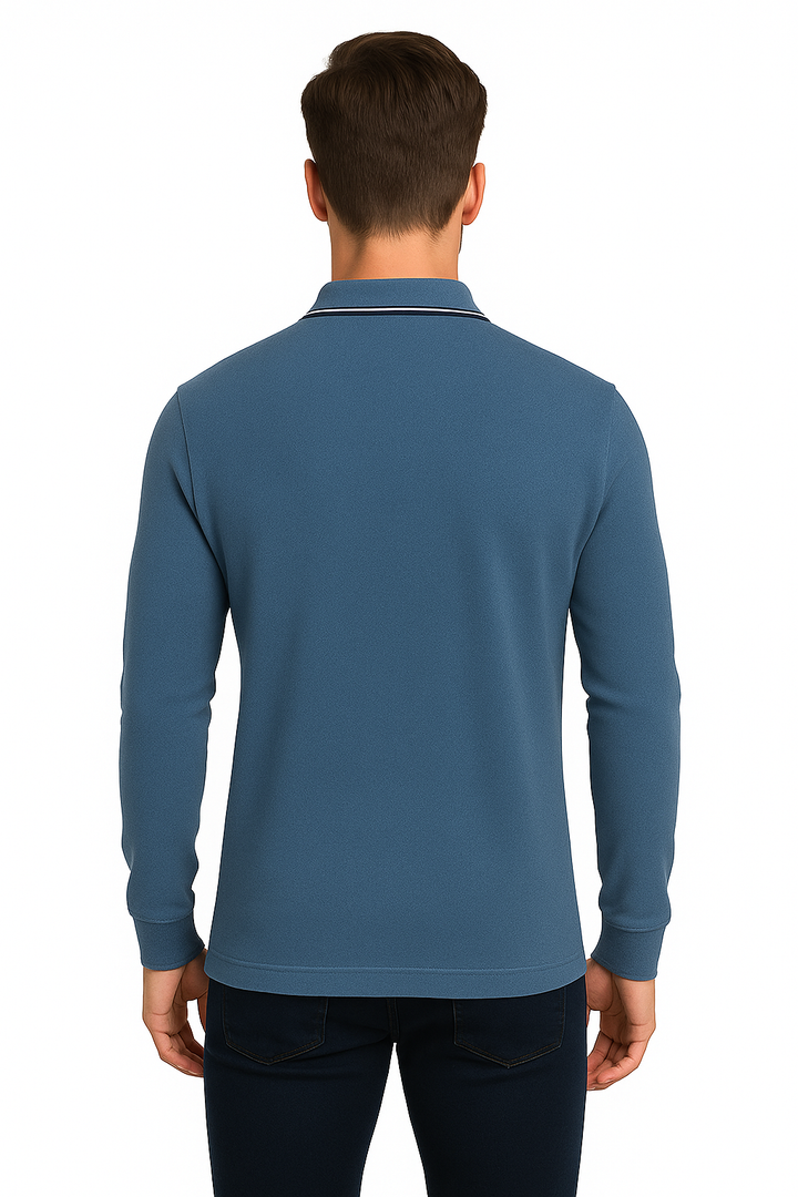 Men's Long Pique Sleeve Polo T-Shirt