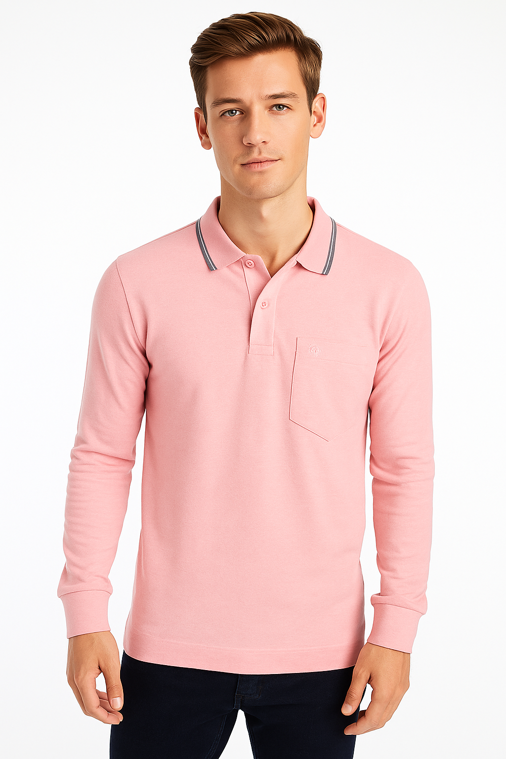 Men's Long Pique Sleeve Polo T-Shirt