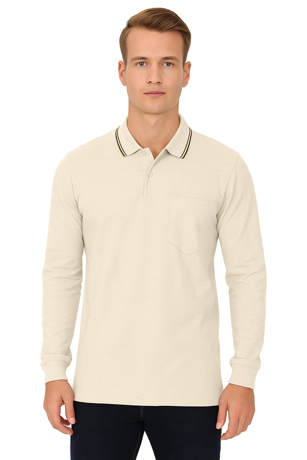 Men's Long Pique Sleeve Polo T-Shirt
