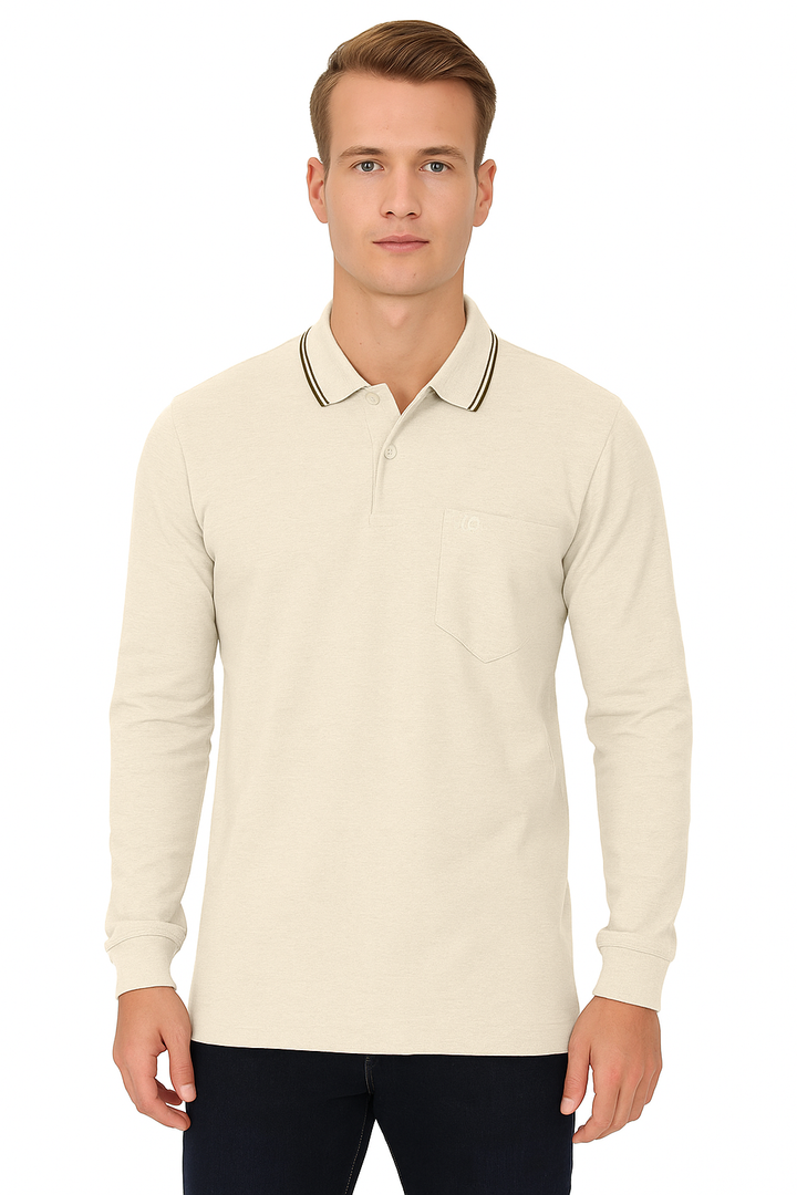 Men's Long Pique Sleeve Polo T-Shirt