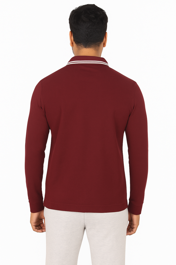 Men's Long Pique Sleeve Polo T-Shirt