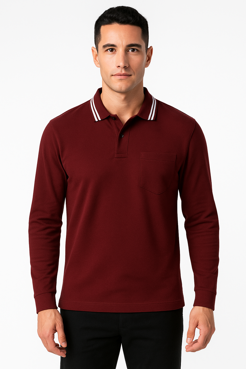 Men's Long Pique Sleeve Polo T-Shirt