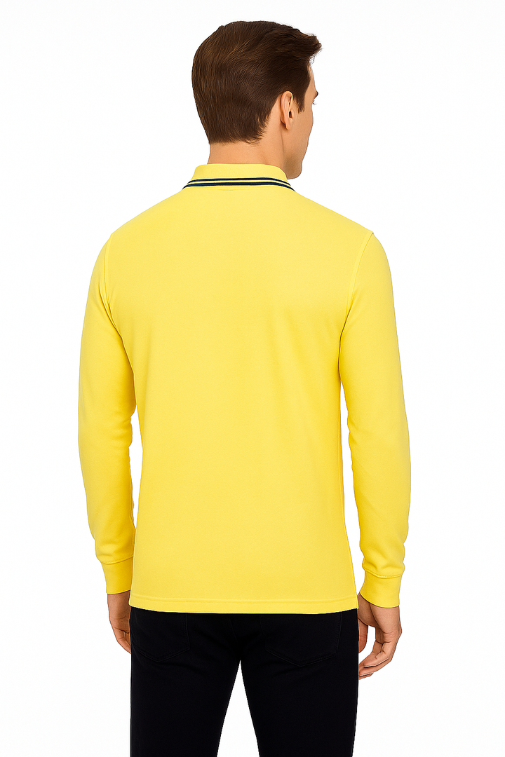 Men's Long Pique Sleeve Polo T-Shirt