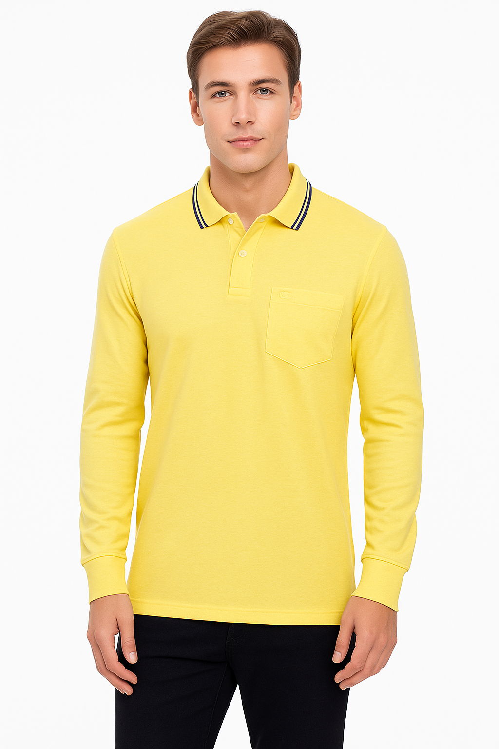 Men's Long Pique Sleeve Polo T-Shirt