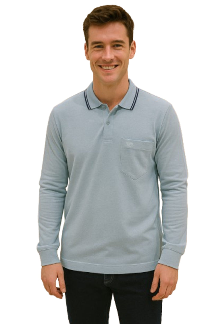 Men's Long Pique Sleeve Polo T-Shirt