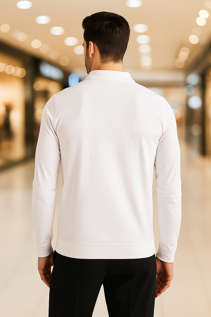 Men's Long Pique Sleeve Polo T-Shirt