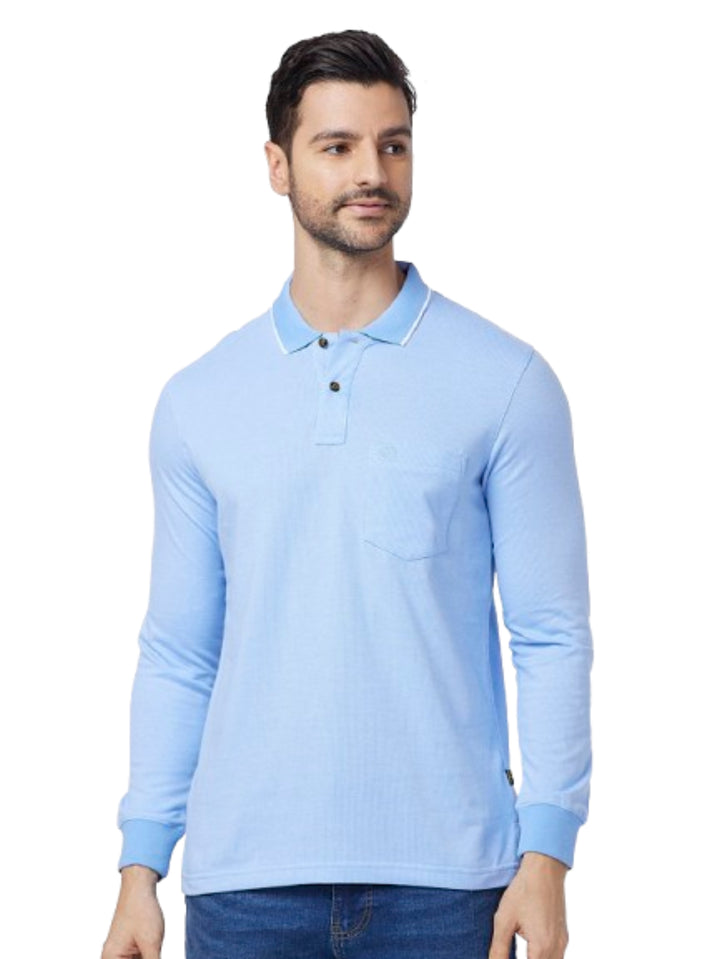 Men's Full-Sleeved Jacquard Polo Shirt