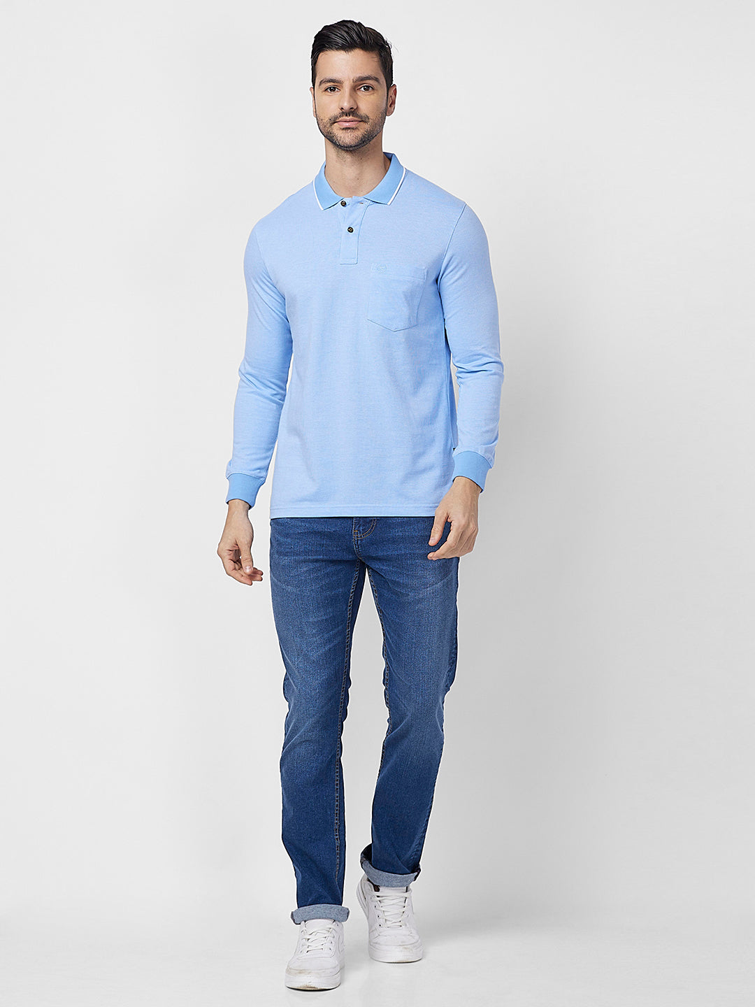 Men's Full-Sleeved Jacquard Polo Shirt