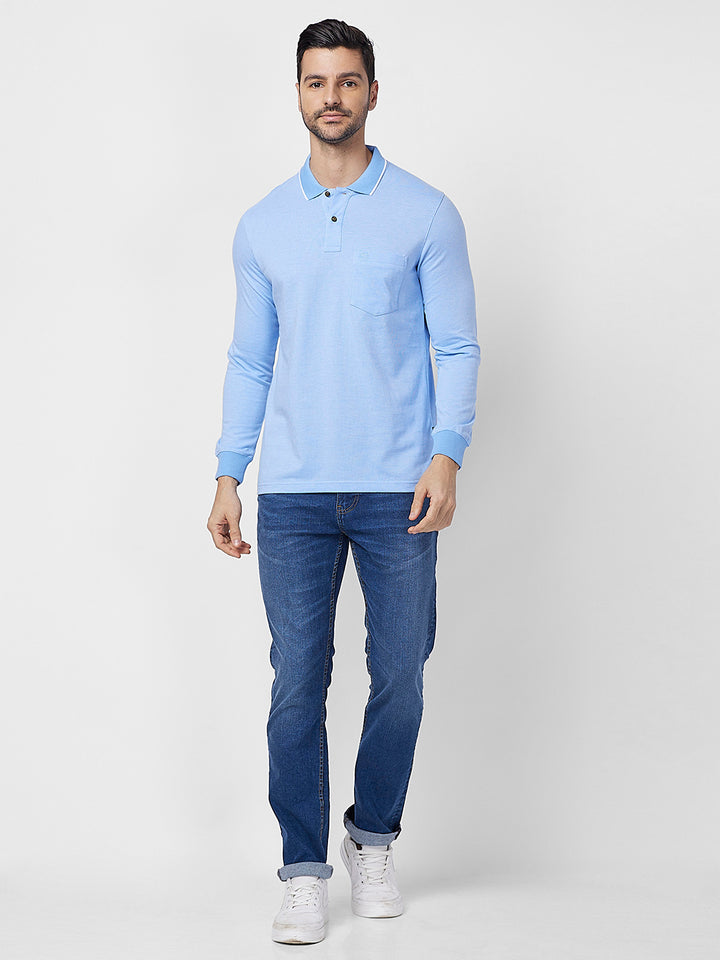 Men's Full-Sleeved Jacquard Polo Shirt