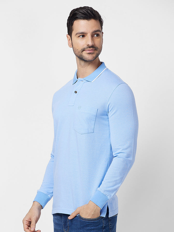 Men's Full-Sleeved Jacquard Polo Shirt
