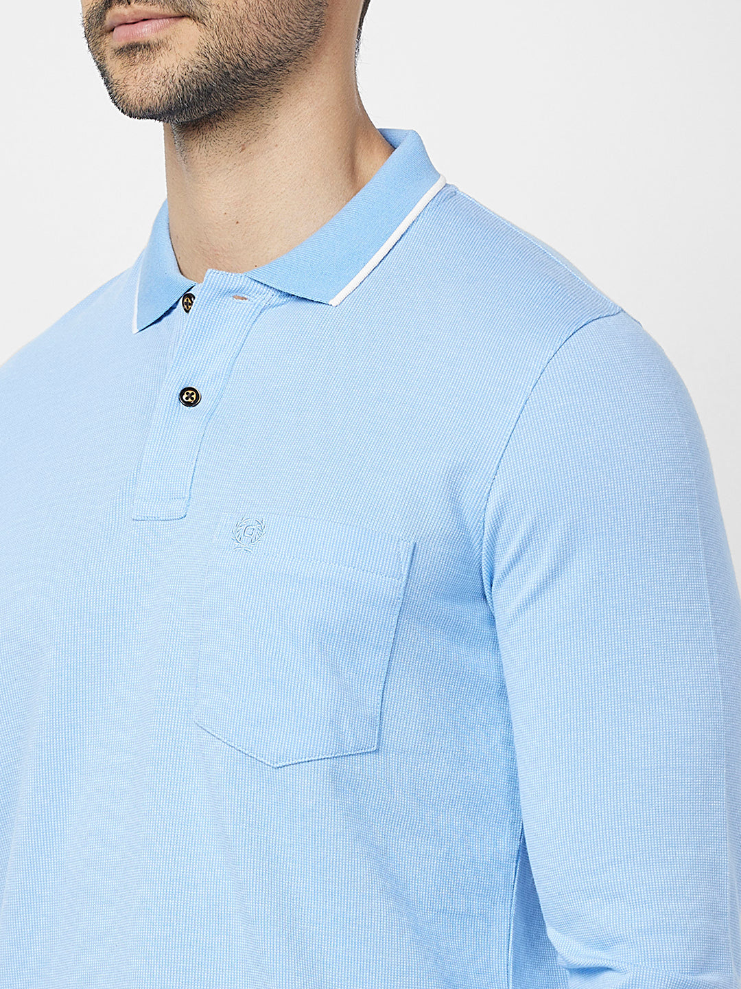 Men's Full-Sleeved Jacquard Polo Shirt