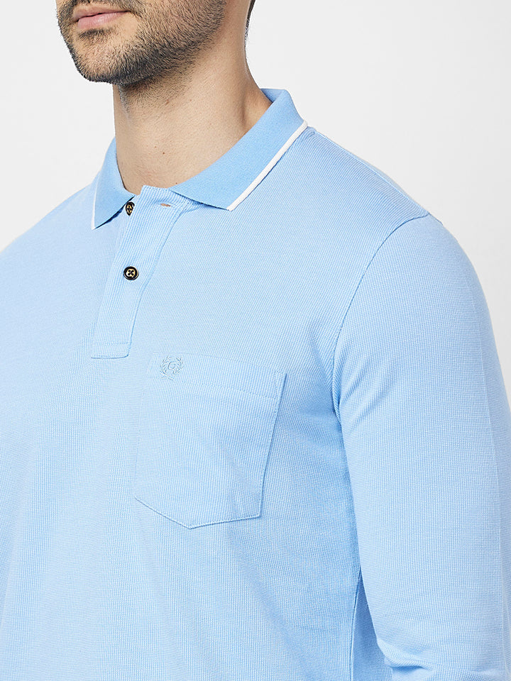 Men's Full-Sleeved Jacquard Polo Shirt