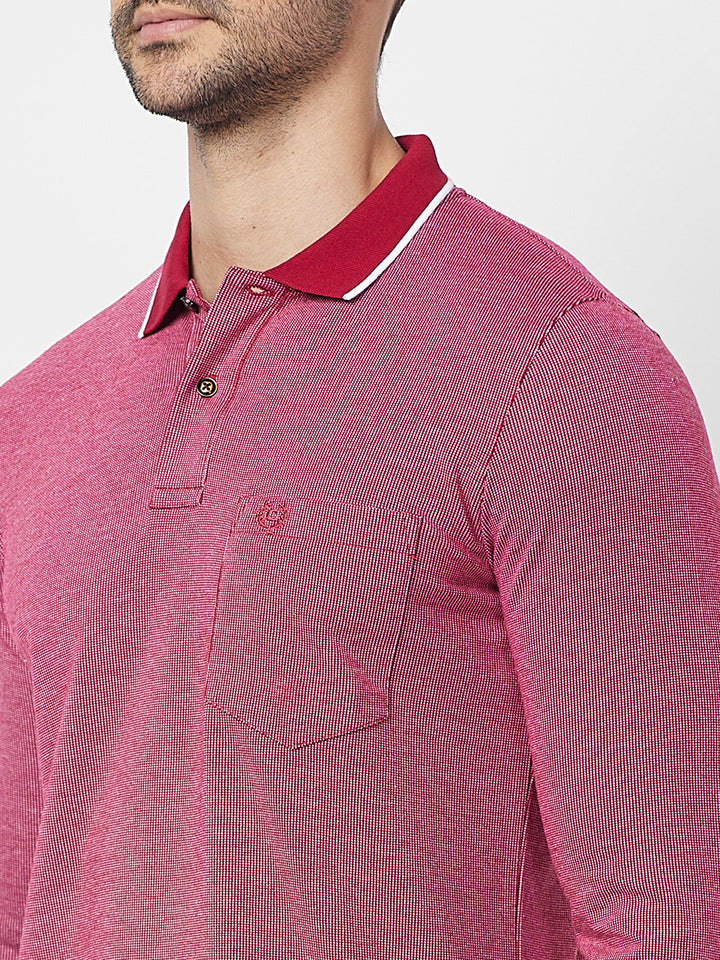 Men's Full-Sleeved Jacquard Polo Shirt- Big & Tall