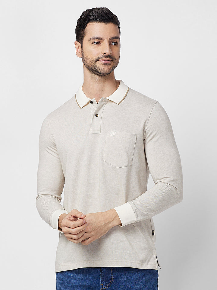 Men's Full-Sleeved Jacquard Polo Shirt- Big & Tall