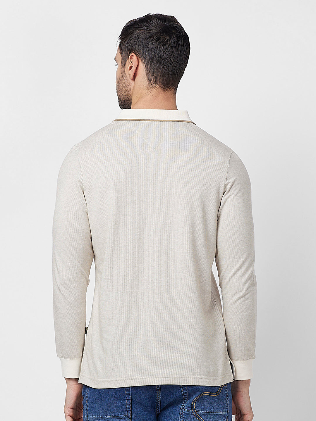 Men's Full-Sleeved Jacquard Polo Shirt- Big & Tall