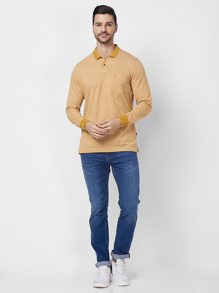 Men's Full-Sleeved Jacquard Polo Shirt- Big & Tall