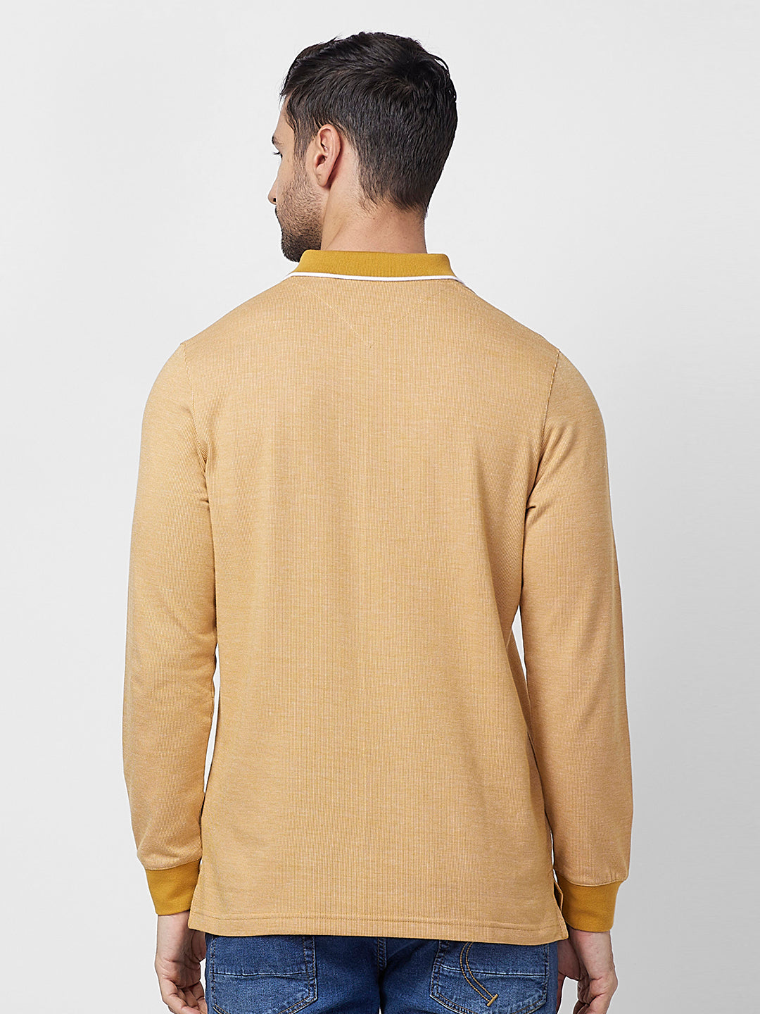 Men's Full-Sleeved Jacquard Polo Shirt- Big & Tall