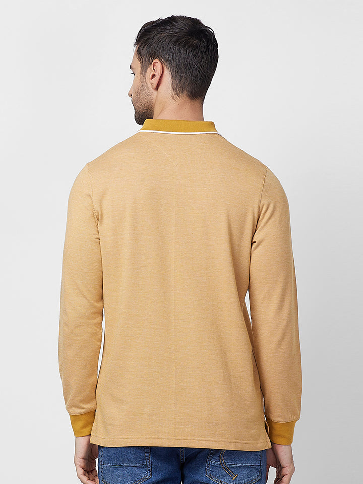 Men's Full-Sleeved Jacquard Polo Shirt- Big & Tall