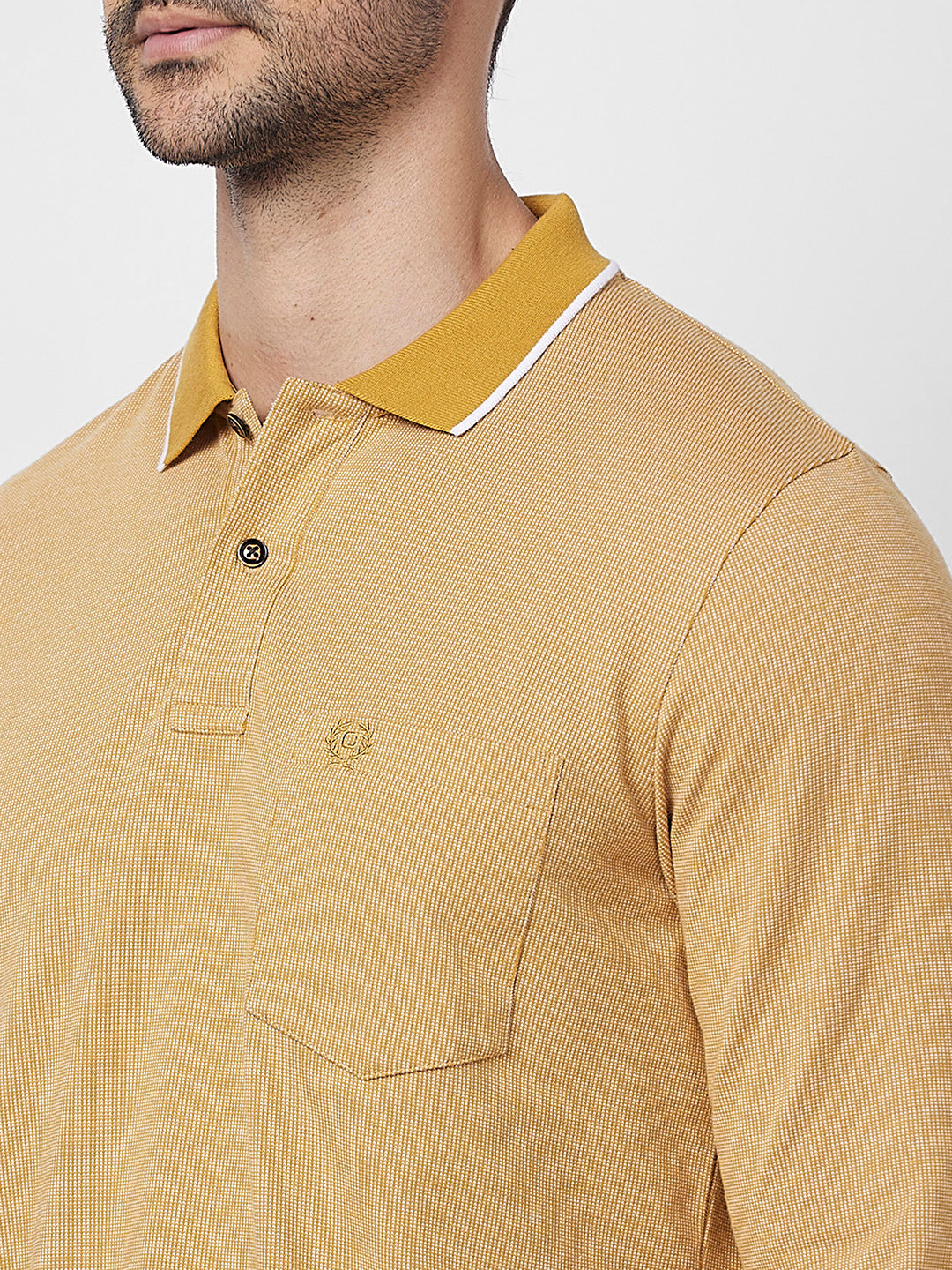 Men's Full-Sleeved Jacquard Polo Shirt- Big & Tall