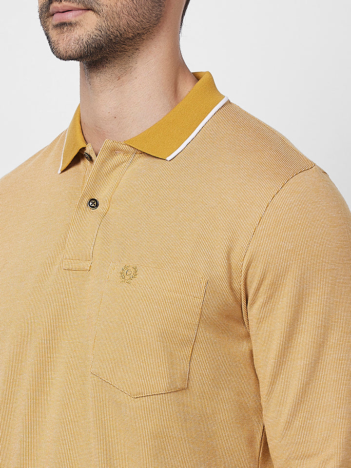 Men's Full-Sleeved Jacquard Polo Shirt- Big & Tall