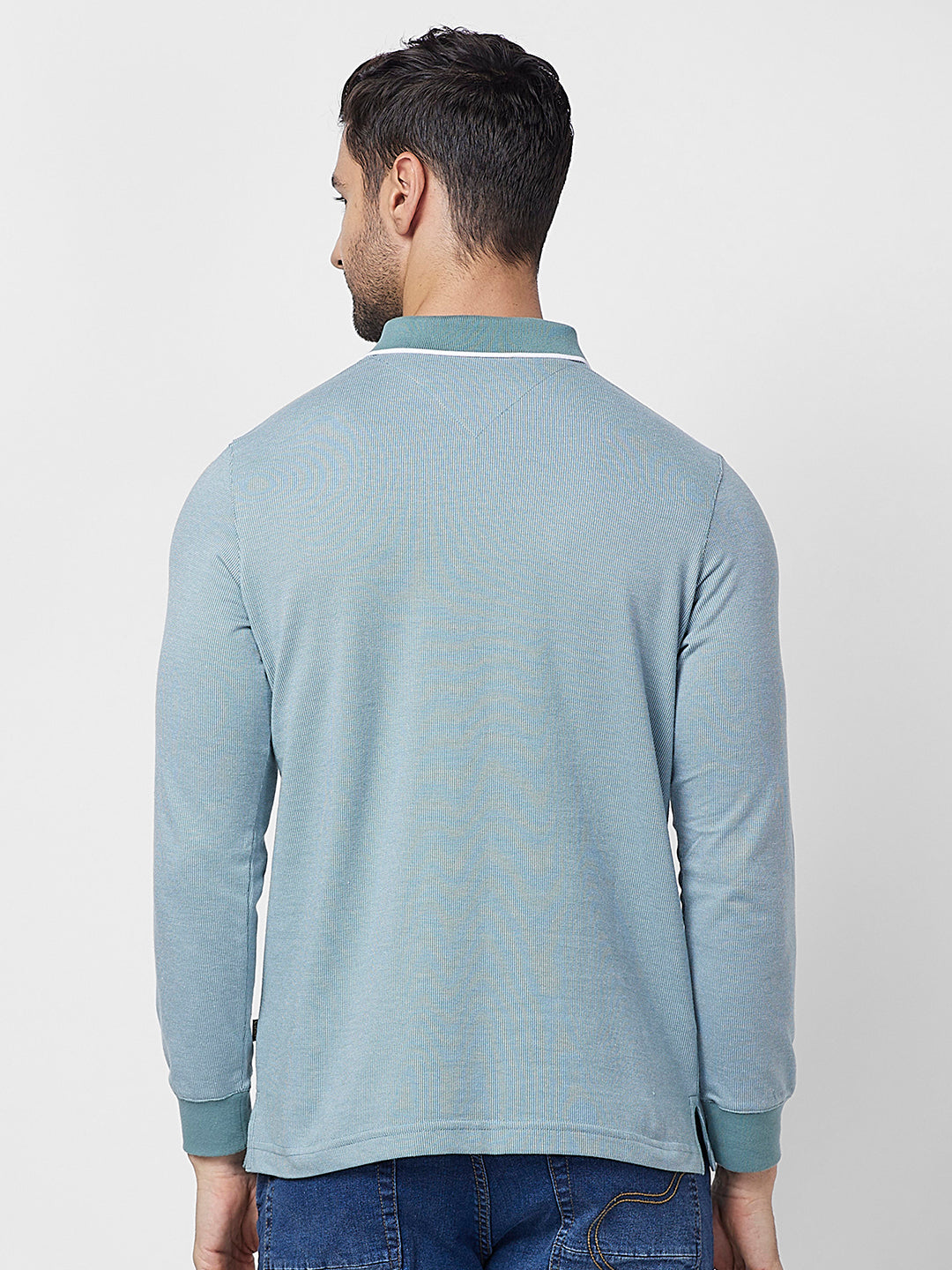 Men's Full-Sleeved Jacquard Polo Shirt- Big & Tall