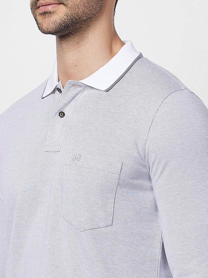 Men's Full-Sleeved Jacquard Polo Shirt- Big & Tall
