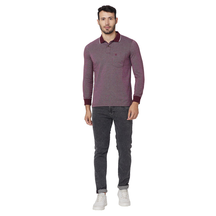 Men's Full-Sleeved Jacquard Polo Shirt- Big & Tall